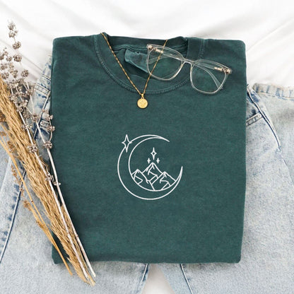 My Store Fantasy Mountains Embroidered Bookish T-Shirt Fantasy Mountains Embroidered Bookish T-Shirt