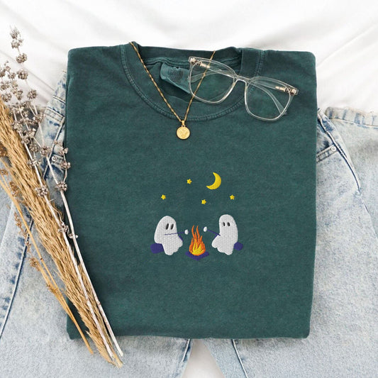 My Store Ghosts Camping Embroidered T-Shirt Ghosts Camping Embroidered T-Shirt