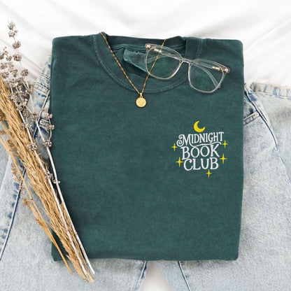 My Store Midnight Book Club Embroidered Bookish T-Shirt Midnight Book Club Embroidered Bookish T-Shirt
