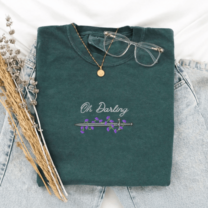 My Store Oh Darling Powerless Comfort Colors Embroidered T-Shirt Oh Darling Powerless Comfort Colors Embroidered T-Shirt