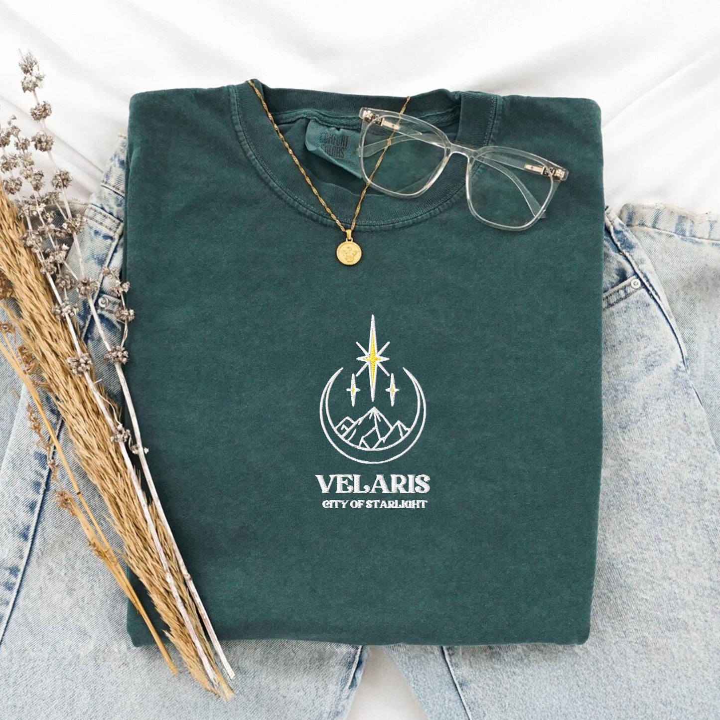 My Store Velaris City of Starlight Embroidered Comfort Colors tee Velaris City of Starlight Embroidered Comfort Colors tee