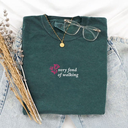 My Store Very Fond of Walking Embroidered T-Shirt Very Fond of Walking Embroidered T-Shirt