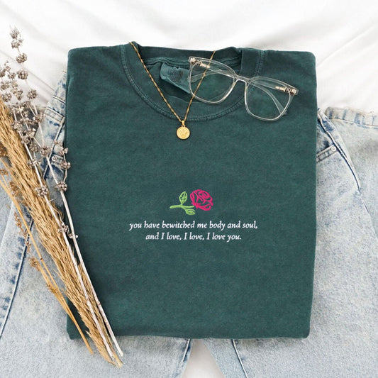 My Store You Have Bewitched Me Mr Darcy Embroidered Quote T-Shirt You Have Bewitched Me Mr Darcy Embroidered Quote T-Shirt