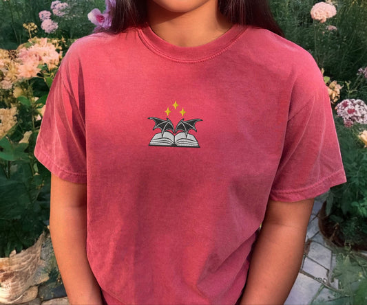 My Store Bat Boys Bat Wings Book Embroidered T-Shirt Bat Boys Bat Wings Book Embroidered T-Shirt