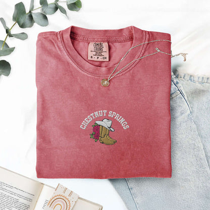 My Store Embroidered Chestnut Springs Bookish Cowgirl T-shirt Embroidered Chestnut Springs Bookish Cowgirl T-shirt