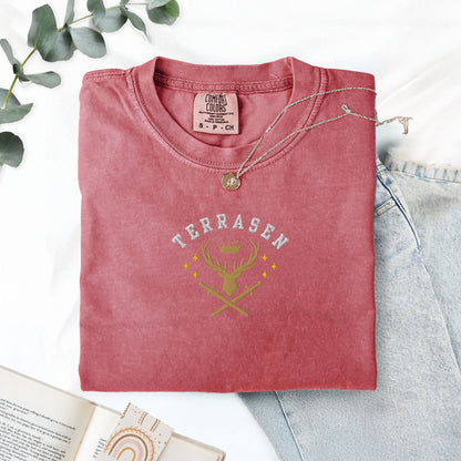 My Store Embroidered Terrasen Fantasy Bookish T-Shirt Embroidered Terrasen Fantasy Bookish T-Shirt