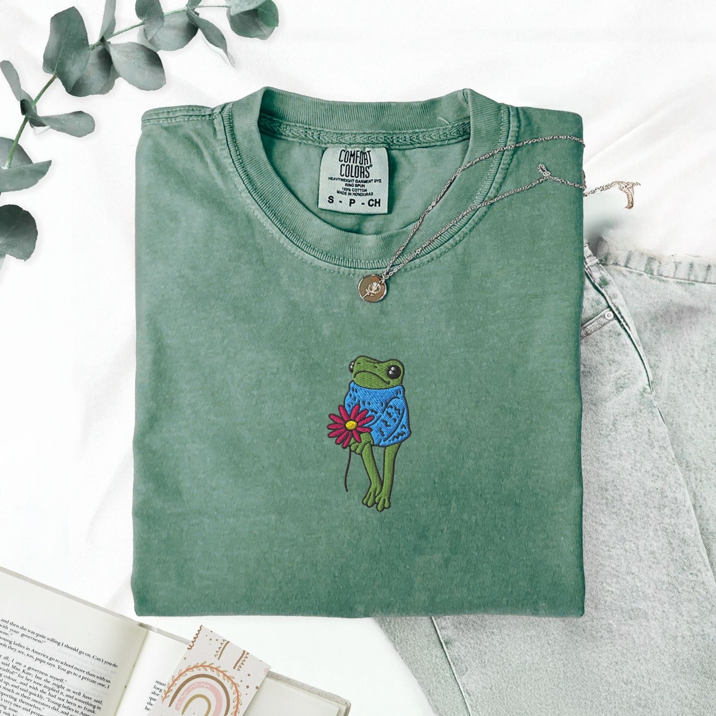 My Store Cute Flower Frog Shirt Embroidered T-Shirt Cute Flower Frog Shirt Embroidered T-Shirt