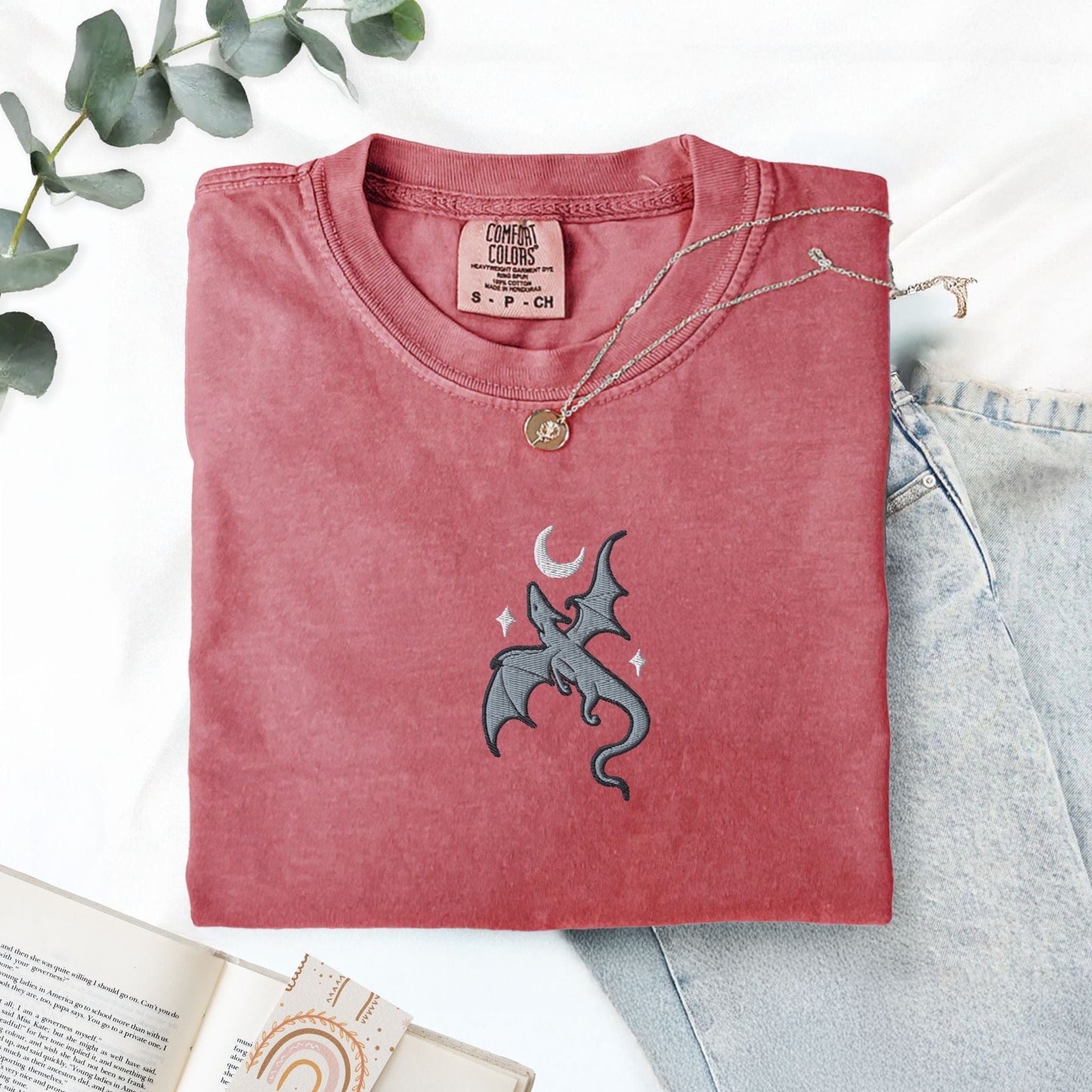 My Store Embroidered Moon Hatched Dragon Comfort Colors T-Shit Embroidered Moon Hatched Dragon Comfort Colors T-Shit