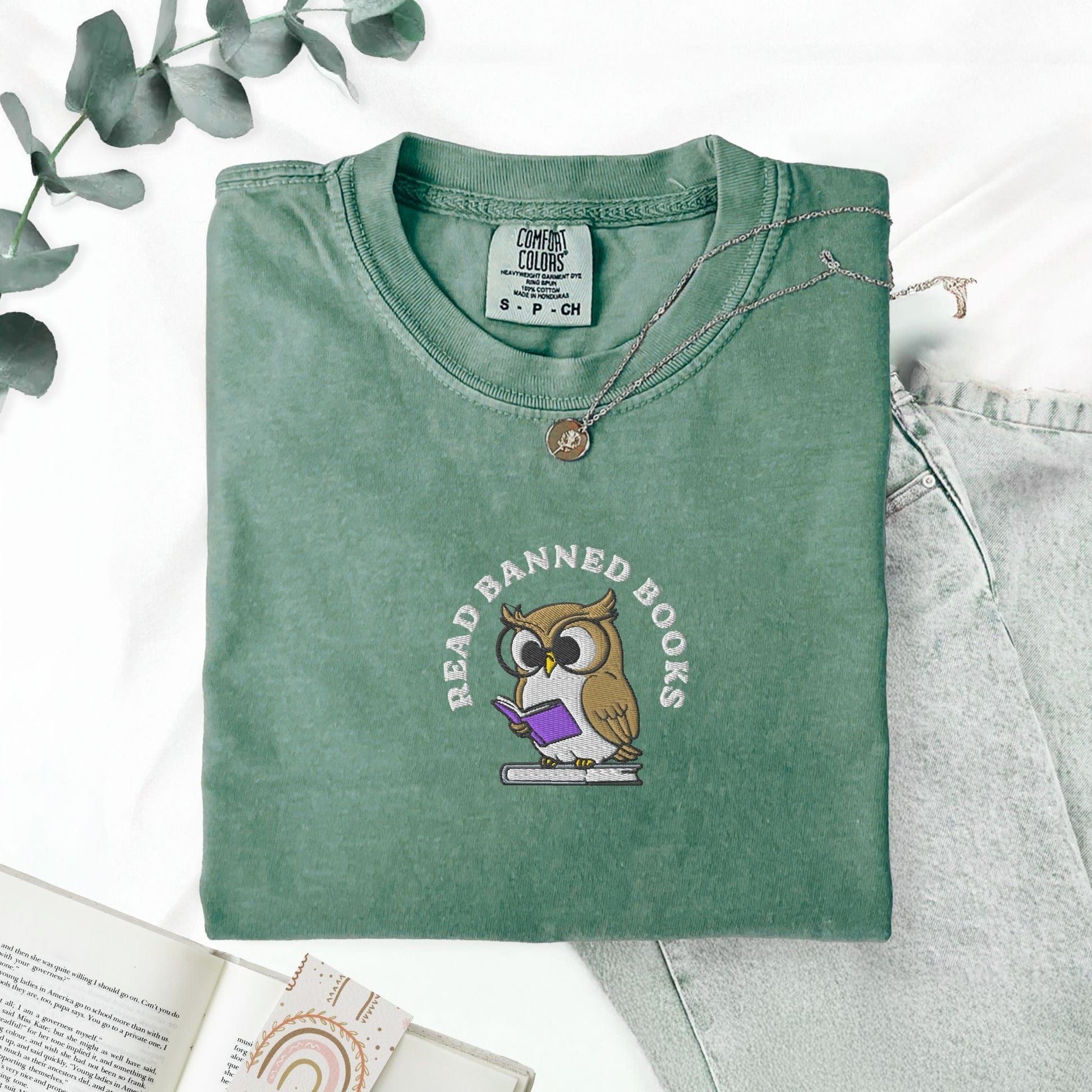 My Store Embroidered Read Banned Books Owl T-Shirt Embroidered Read Banned Books Owl T-Shirt