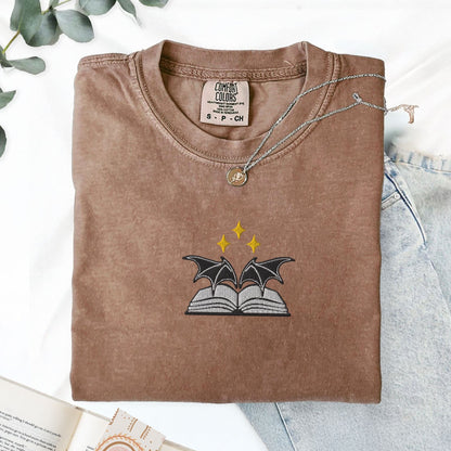 My Store Bat Boys Bat Wings Book Embroidered T-Shirt Bat Boys Bat Wings Book Embroidered T-Shirt