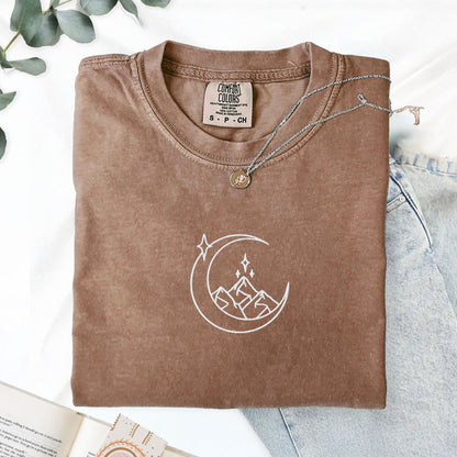 My Store Fantasy Mountains Embroidered Bookish T-Shirt Fantasy Mountains Embroidered Bookish T-Shirt