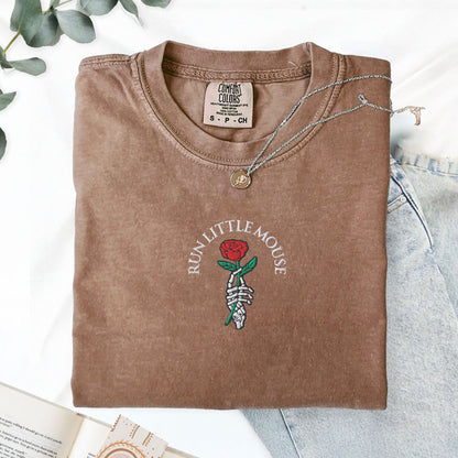 My Store Run Little Mouse Haunting Adeline Embroidered T-Shirt Run Little Mouse Haunting Adeline Embroidered T-Shirt