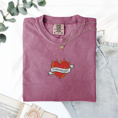 My Store Fireheart  Embroidered Fantasy Book T-Shirt Fireheart  Embroidered Fantasy Book T-Shirt