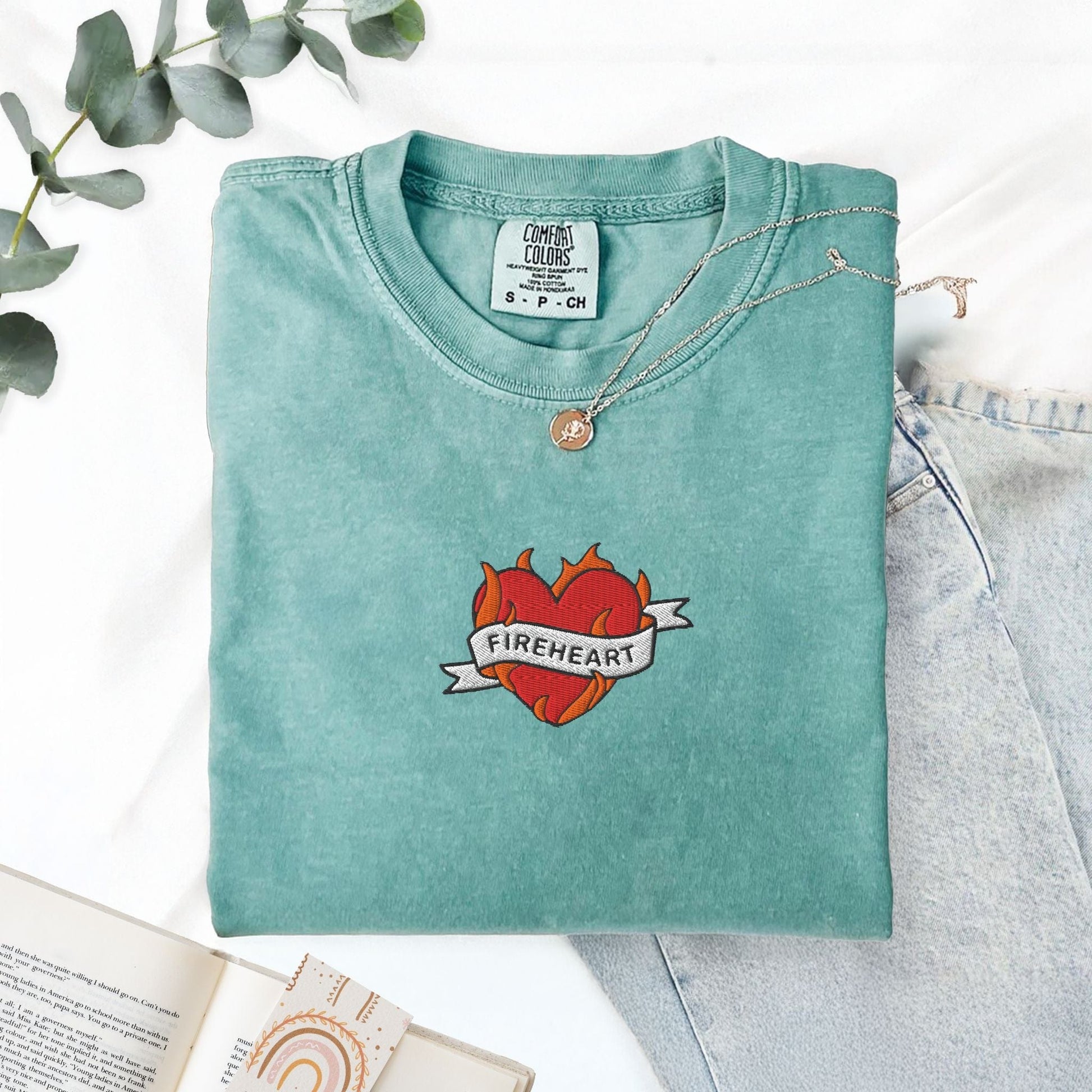 My Store Fireheart  Embroidered Fantasy Book T-Shirt Fireheart  Embroidered Fantasy Book T-Shirt