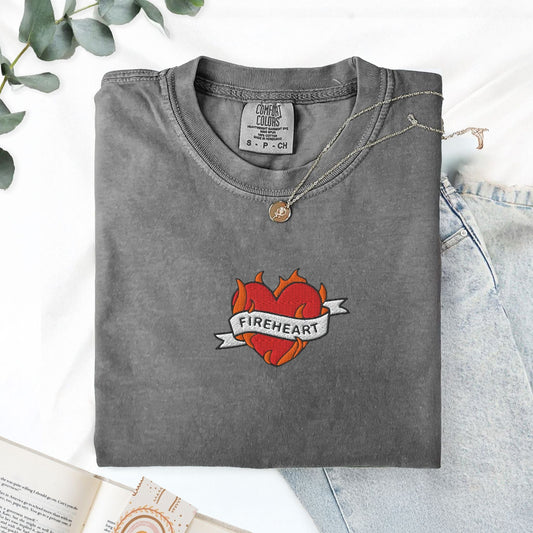 My Store Fireheart  Embroidered Fantasy Book T-Shirt Fireheart  Embroidered Fantasy Book T-Shirt