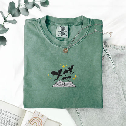 My Store Dragons and Pages Embroidered T-Shirt Dragons and Pages Embroidered T-Shirt