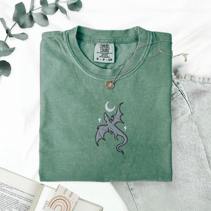 My Store Embroidered Moon Hatched Dragon Comfort Colors T-Shit Embroidered Moon Hatched Dragon Comfort Colors T-Shit