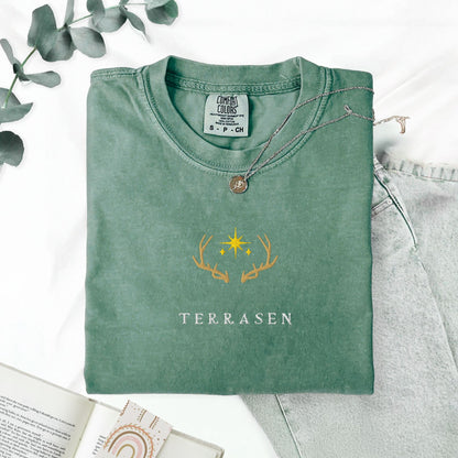 My Store Terrasen Elyria Embroidered Comfort Colors Shirt, SJM Throne of Glass Merch Terrasen Elyria Embroidered Comfort Colors Shirt, SJM Throne of Glass Merch