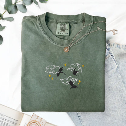 My Store Embroidered Dragons Fantasy Bookish T-Shirt Embroidered Dragons Fantasy Bookish T-Shirt