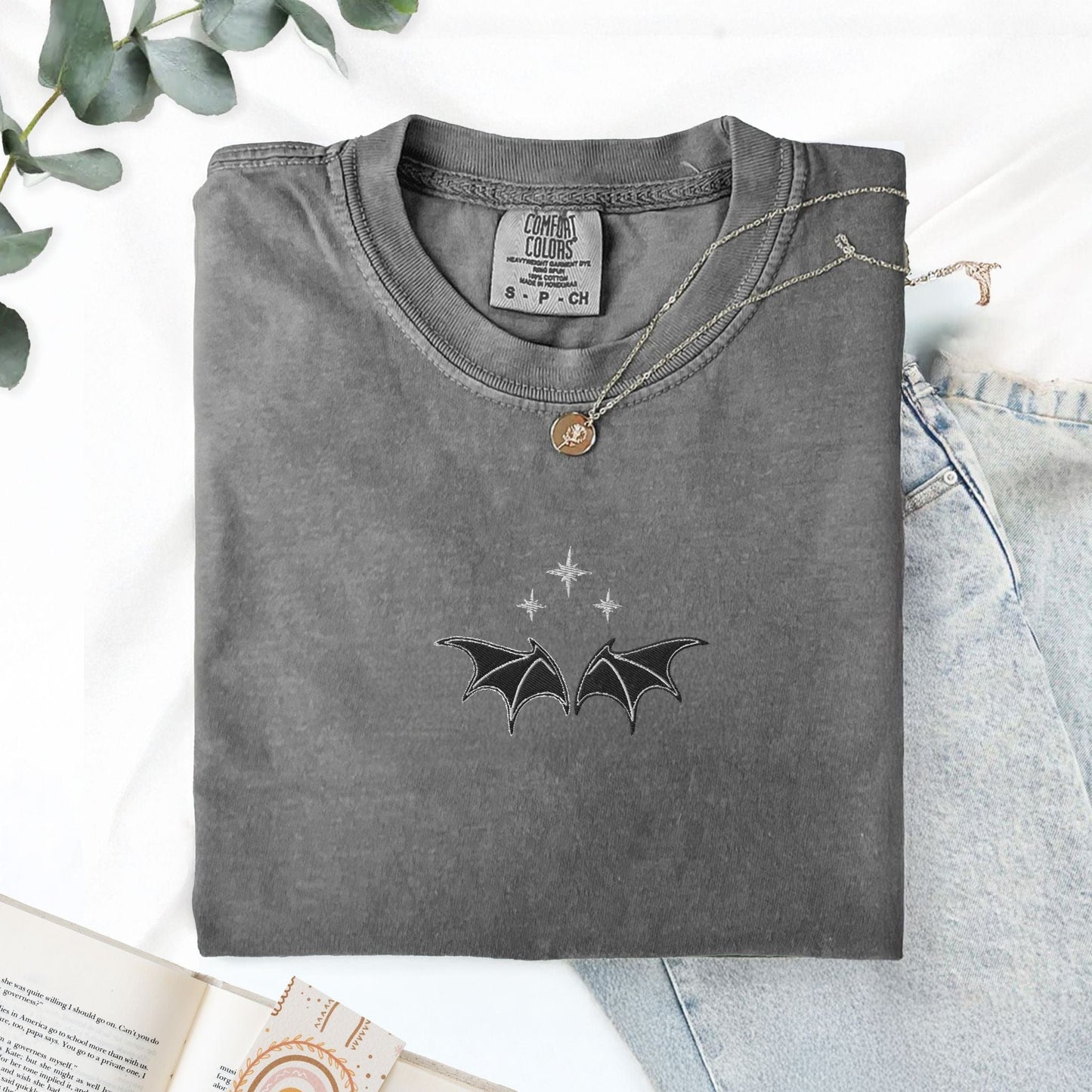 My Store Bat Boys Bat Wings Embroidered Tee Bat Boys Bat Wings Embroidered Tee
