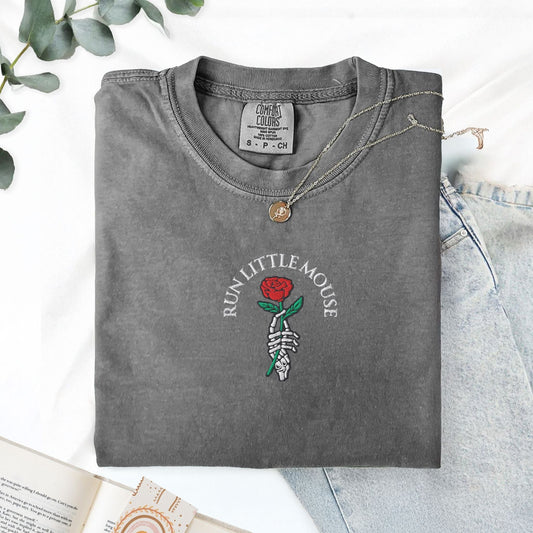 My Store Run Little Mouse Haunting Adeline Embroidered T-Shirt Run Little Mouse Haunting Adeline Embroidered T-Shirt