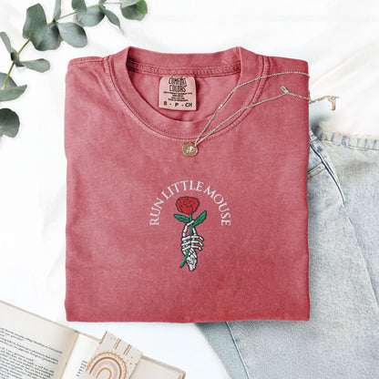 My Store Run Little Mouse Haunting Adeline Embroidered T-Shirt Run Little Mouse Haunting Adeline Embroidered T-Shirt