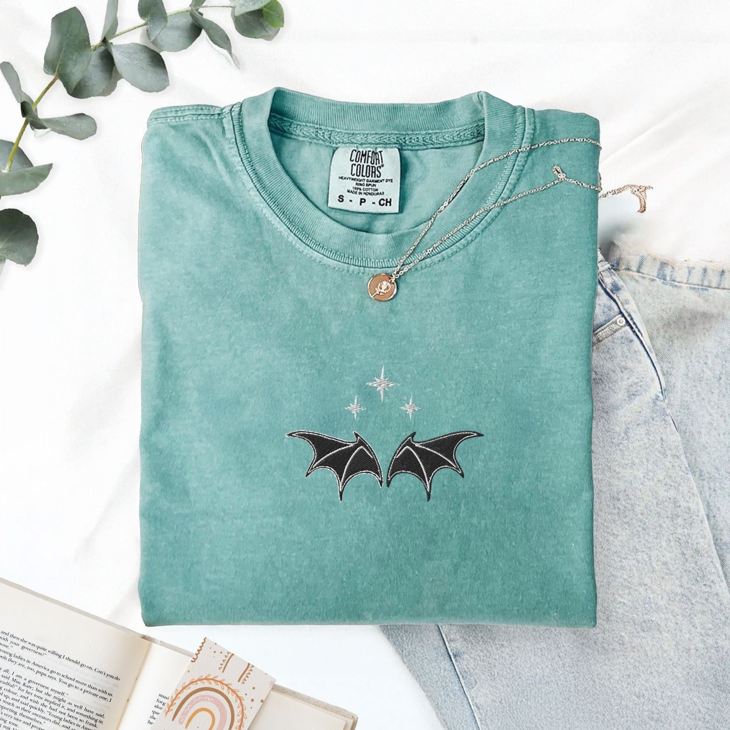 My Store Bat Boys Bat Wings Embroidered Tee Bat Boys Bat Wings Embroidered Tee