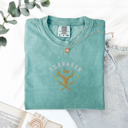 My Store Embroidered Terrasen Fantasy Bookish T-Shirt Embroidered Terrasen Fantasy Bookish T-Shirt