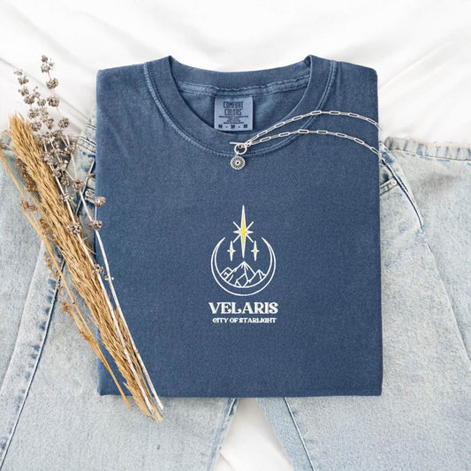 My Store Velaris City of Starlight Embroidered Comfort Colors tee Velaris City of Starlight Embroidered Comfort Colors tee