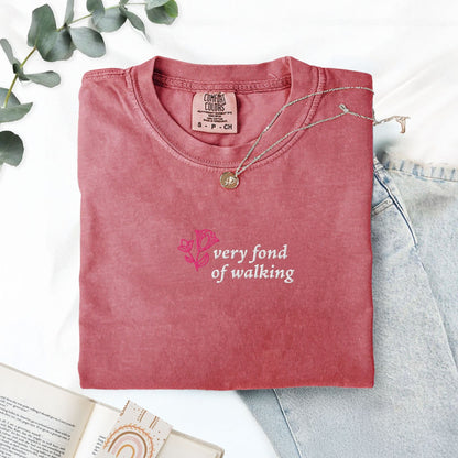 My Store Very Fond of Walking Embroidered T-Shirt Very Fond of Walking Embroidered T-Shirt
