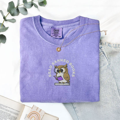 My Store Embroidered Read Banned Books Owl T-Shirt Embroidered Read Banned Books Owl T-Shirt