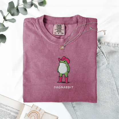 Pine Spice Books Dagnabbit Cowboy Frog Embroidered T-Shirt Dagnabbit Cowboy Frog Embroidered T-Shirt