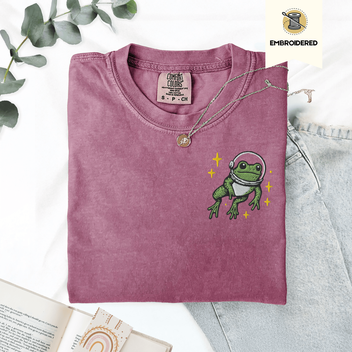 Pine Spice Books Space Frog Embroidered T-Shirt Space Frog Embroidered T-Shirt