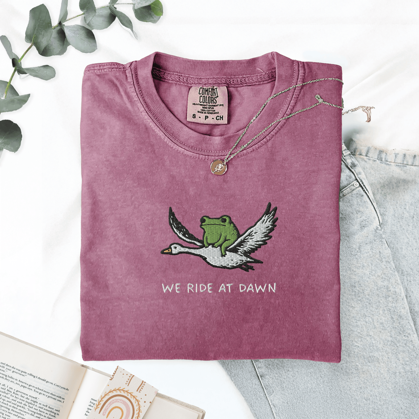 Pine Spice Books We Ride At Dawn Frog Goose Embroidered T-Shirt We Ride At Dawn Frog Goose Embroidered T-Shirt