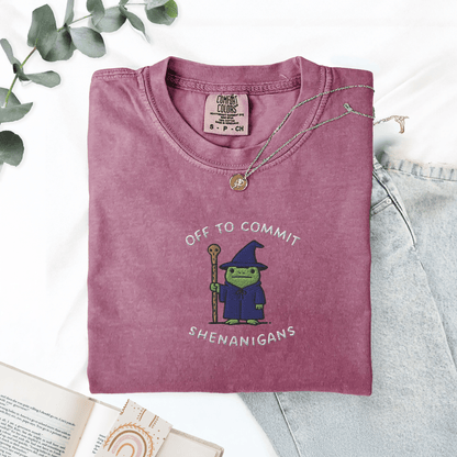 Pine Spice Books Wizard Frog Shirt Embroidered T-Shirt Wizard Frog Shirt Embroidered T-Shirt