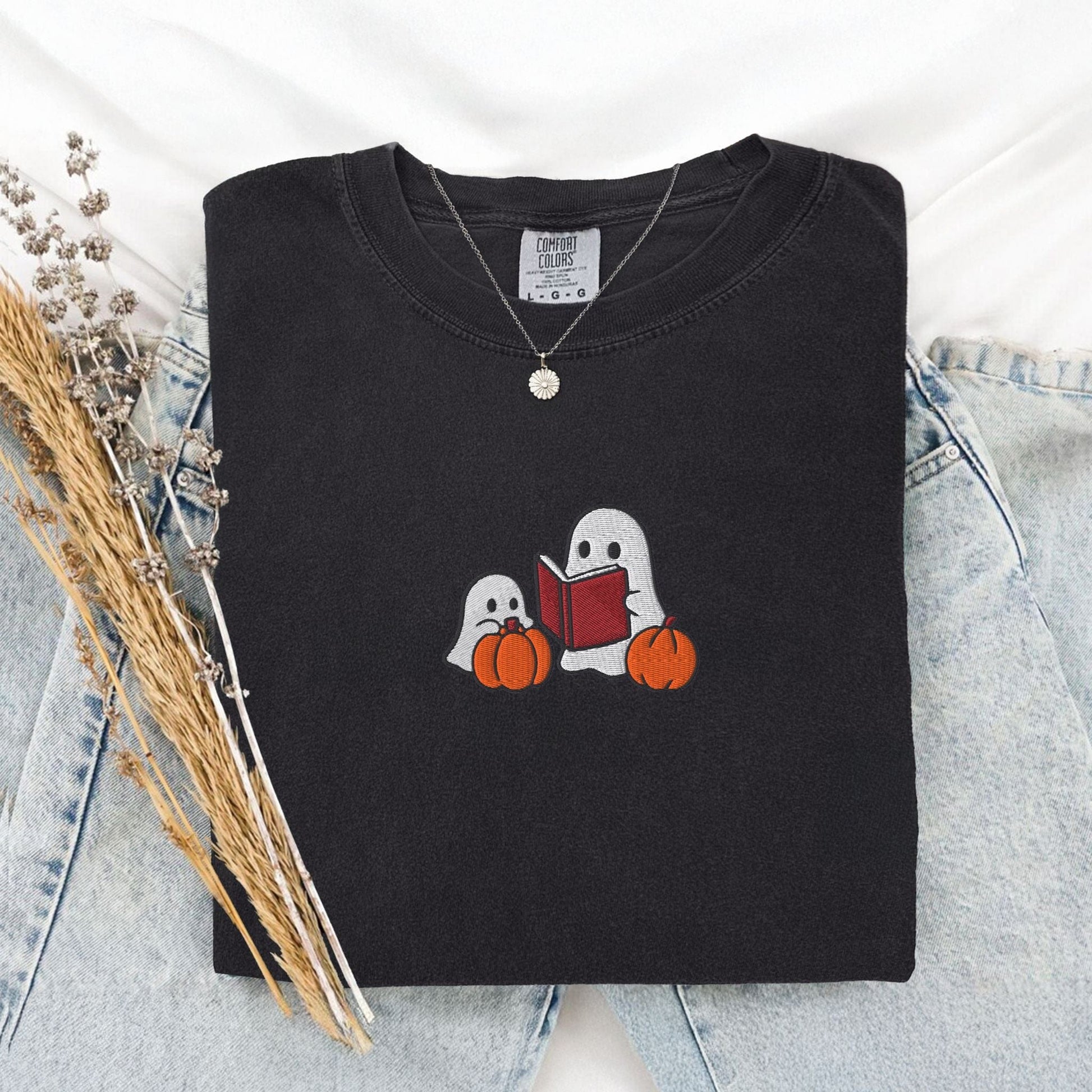 Pine Spice Books Ghost Stories Embroidered T-Shirt Ghost Stories Embroidered T-Shirt