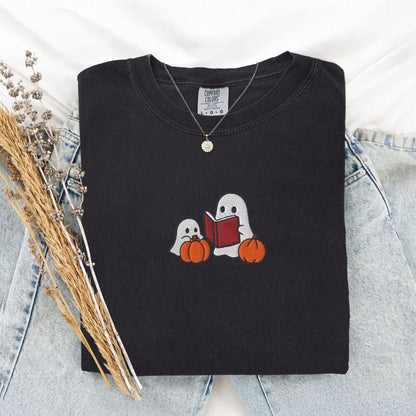 Pine Spice Books Ghost Stories Embroidered T-Shirt Ghost Stories Embroidered T-Shirt