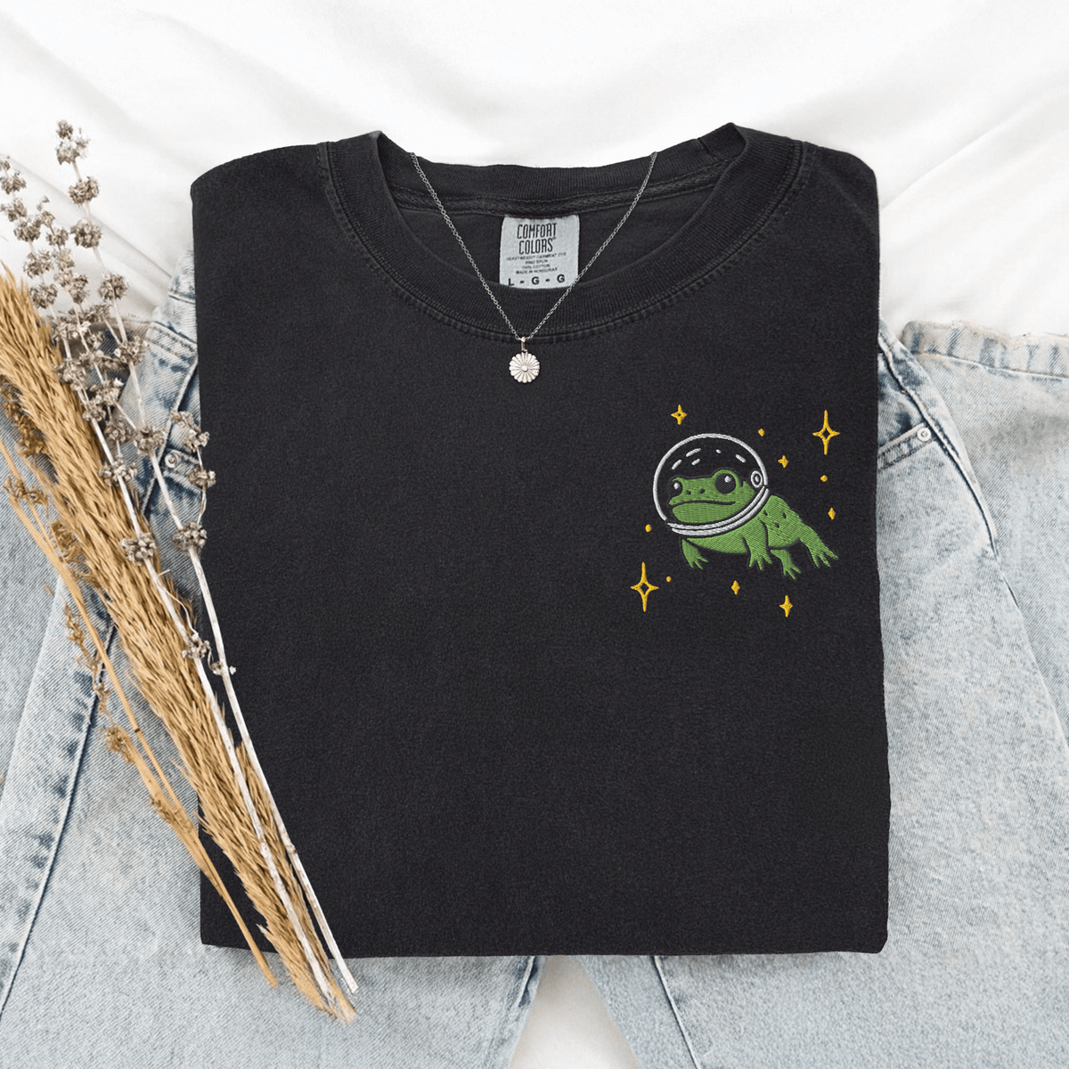 Pine Spice Books Space Frog Embroidered T-Shirt Space Frog Embroidered T-Shirt