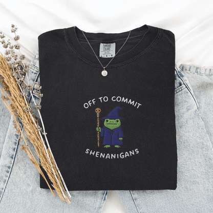 Pine Spice Books Wizard Frog Shirt Embroidered T-Shirt Wizard Frog Shirt Embroidered T-Shirt