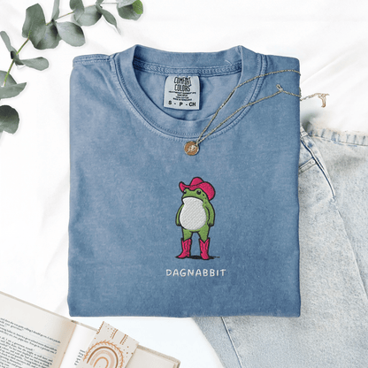 Pine Spice Books Dagnabbit Cowboy Frog Embroidered T-Shirt Dagnabbit Cowboy Frog Embroidered T-Shirt
