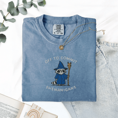 Pine Spice Books Wizard Raccoon Embroidered T-Shirt Wizard Raccoon Embroidered T-Shirt