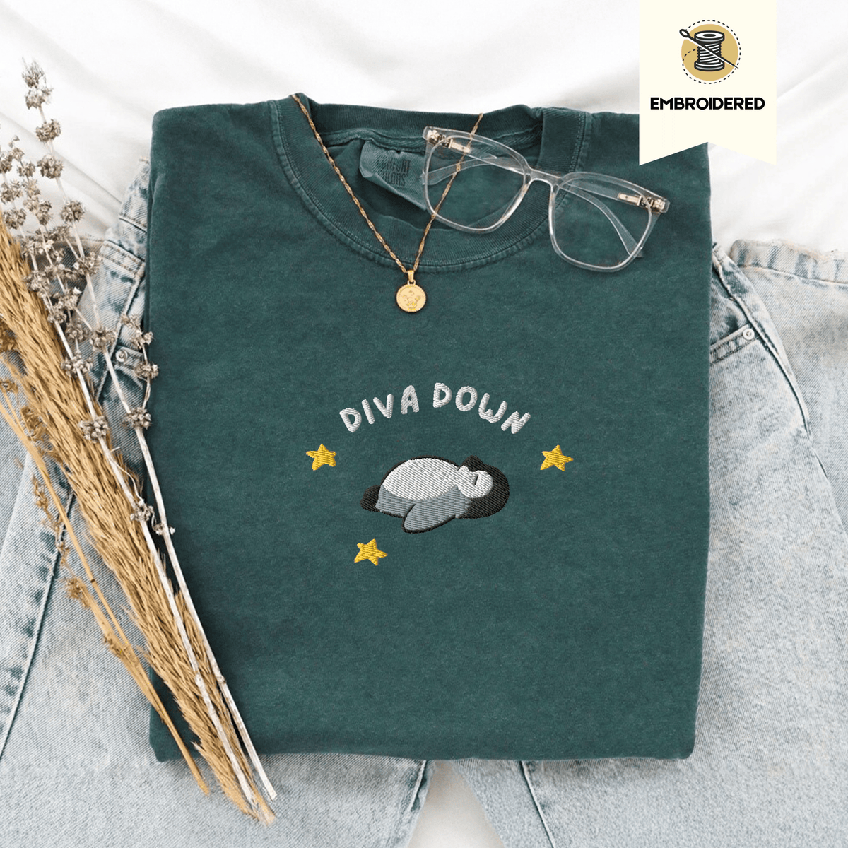 Pine Spice Books Diva Down Embroidered Penguin Shirt Diva Down Embroidered Penguin Shirt