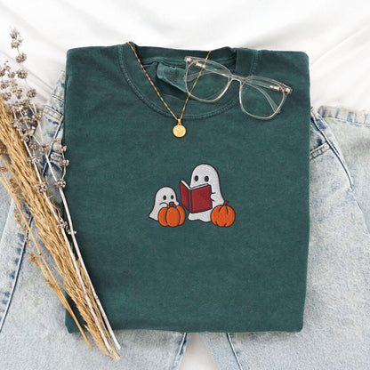 Pine Spice Books Ghost Stories Embroidered T-Shirt Ghost Stories Embroidered T-Shirt