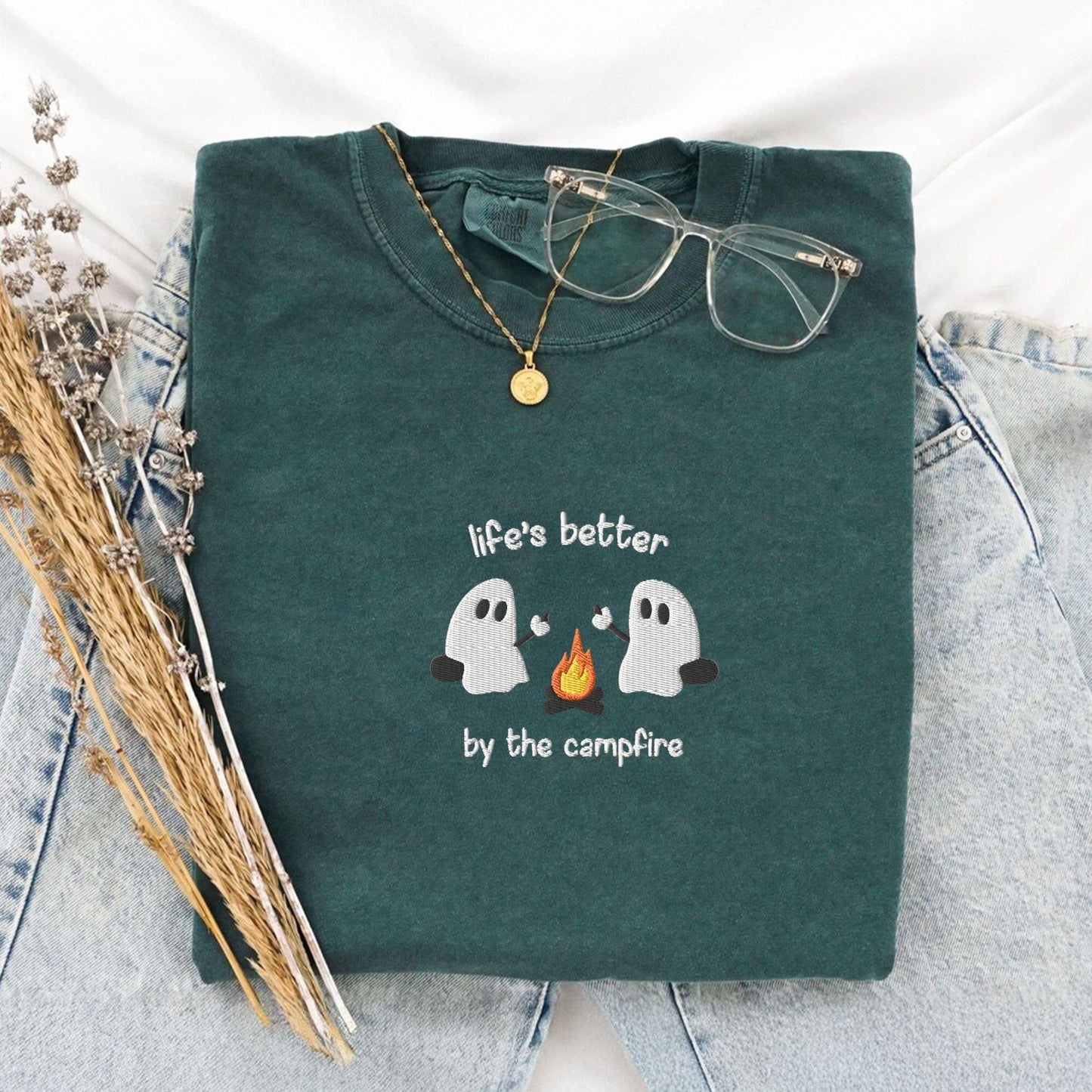 Pine Spice Books Life’s Better by the Campfire Ghost T-Shirt Life’s Better by the Campfire Ghost T-Shirt