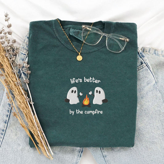 Pine Spice Books Life’s Better by the Campfire Ghost T-Shirt Life’s Better by the Campfire Ghost T-Shirt