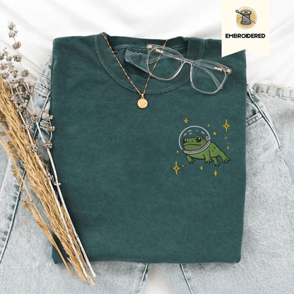 Pine Spice Books Space Frog Embroidered T-Shirt Space Frog Embroidered T-Shirt