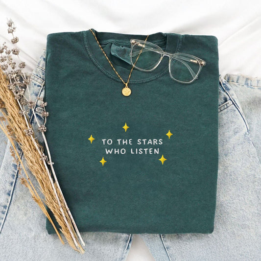 Pine Spice Books To the Star Who Listen Embroidered Comfort Colors Tshirt To the Star Who Listen Embroidered Comfort Colors Tshirt