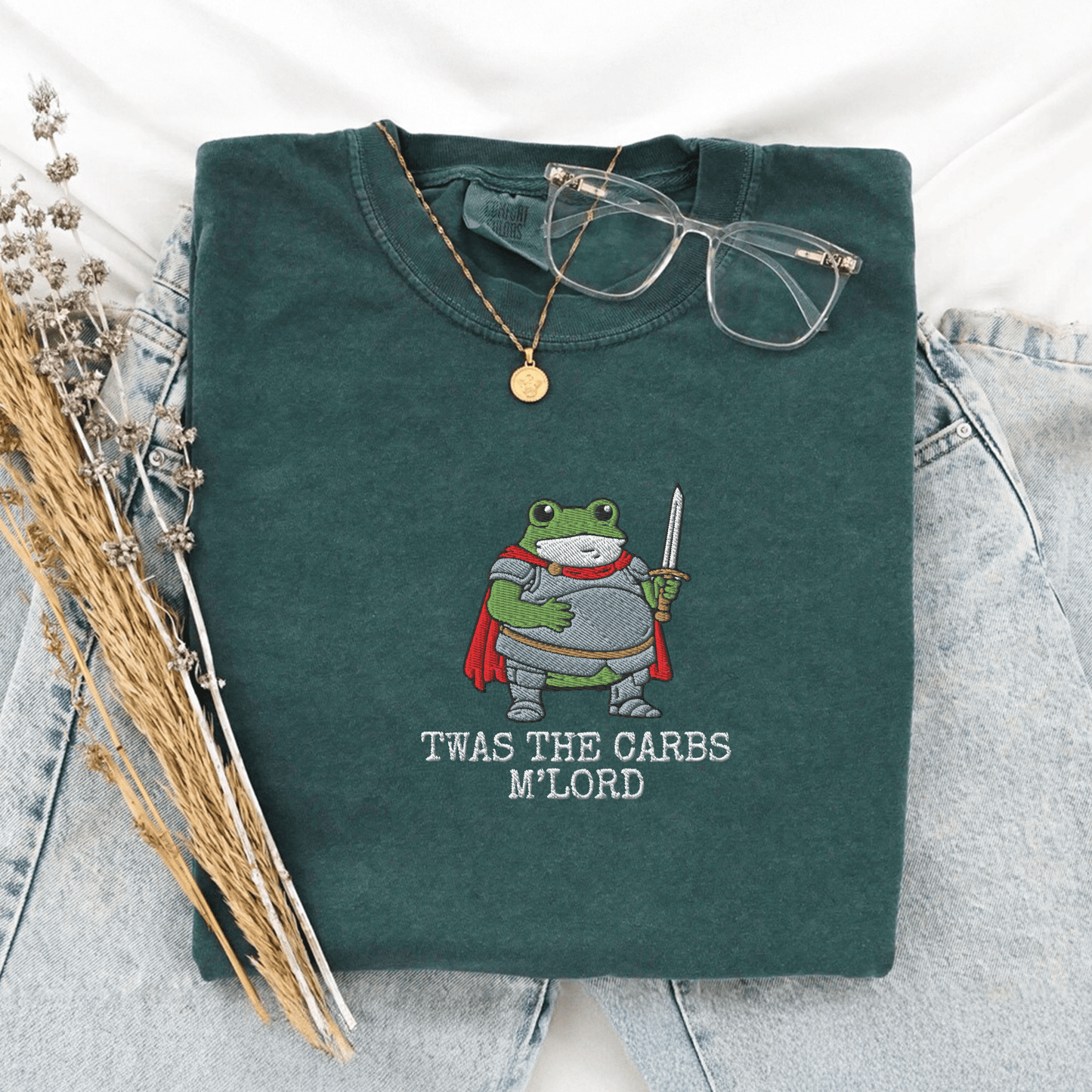 Pine Spice Books Twas The Carbs M'lord Embroidered Frog Shirt Twas The Carbs M'lord Embroidered Frog Shirt