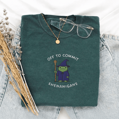 Pine Spice Books Wizard Frog Shirt Embroidered T-Shirt Wizard Frog Shirt Embroidered T-Shirt