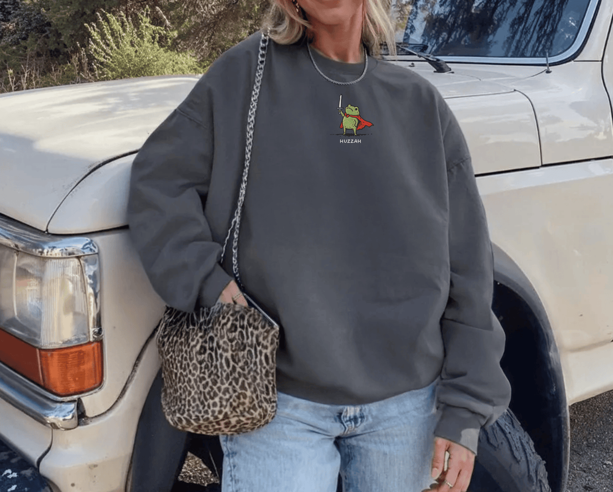 Pine Spice Books Huzzah Frog Sweatshirt Huzzah Frog Sweatshirt